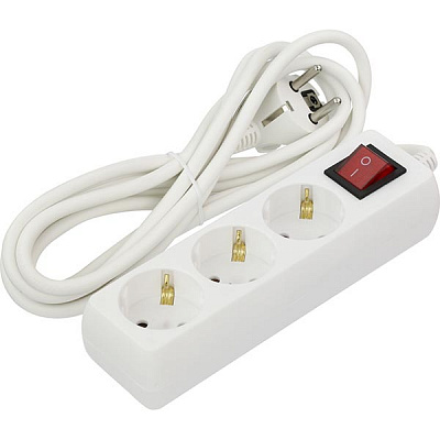 Подовжувач з вимикачем UP! (Underprice) із заземленням 3 гн. білий 3 м G03MK-CT7-3m