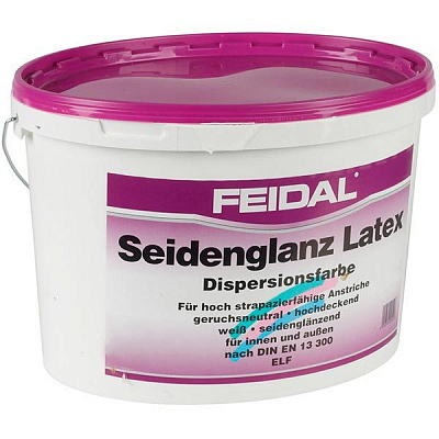 Краска латексная Feidal Seidenglanz Latex шелковистый глянец белый 5л 