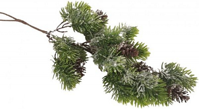 Декорація новорічна Гілка хвойна з шишками та пучками 46 см EPI-EYK9-881