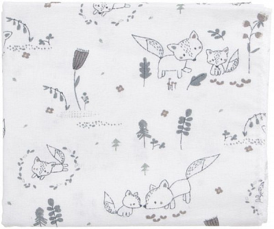 Пелюшка Украина надрукована Лисички 90х110 см білий із чорним