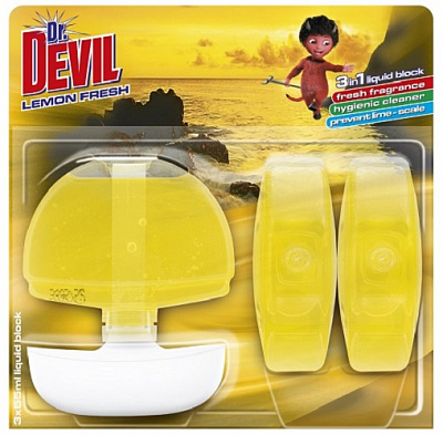 Туалетный блок Dr.Devil Лимонная свежесть 3x55 мл 