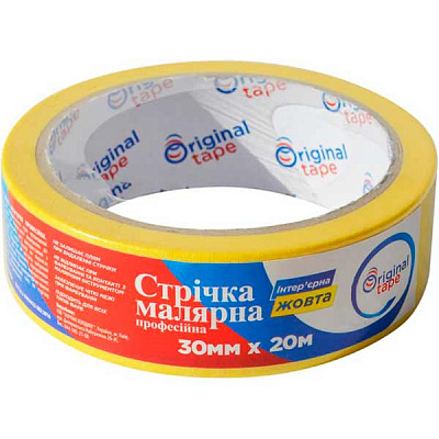 Лента малярная ORIGINAL TAPE желтая 30 мм 20 м