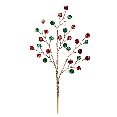Веточка декоративная YES! Fun с кристаллами красная/зеленая 30 см 974109 
