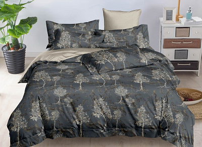 Комплект постільної білизни Stylish Trees 2 сірий із малюнком La Nuit