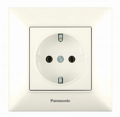 Розетка с заземлением Panasonic Arkedia Slim без шторок без крышки крем 480200282