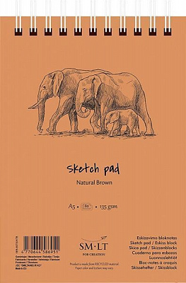 Альбом для эскизов на спирали Authentic A5 22,5х15 см 135 г/м² 80 листов Smiltainis