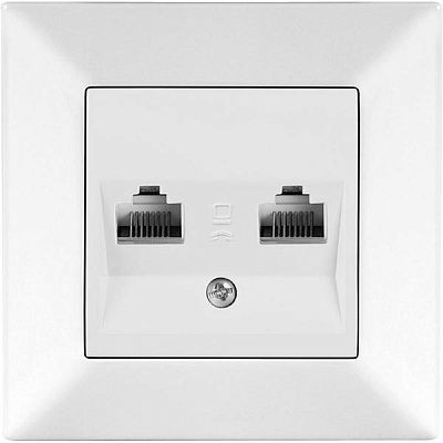 Розетка подвійна Viko Meridian RJ45+RJ11 біла