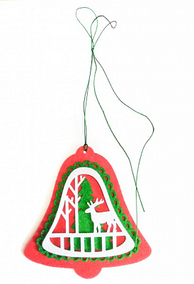 Прикраса новорічна ПІДВІСКА /ДЗВІНОЧОК/ ФЕТР, 13 СМ