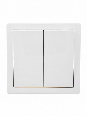 Вимикач двоклавішний Lezard LETO без підсвітки білий 752-0200-101