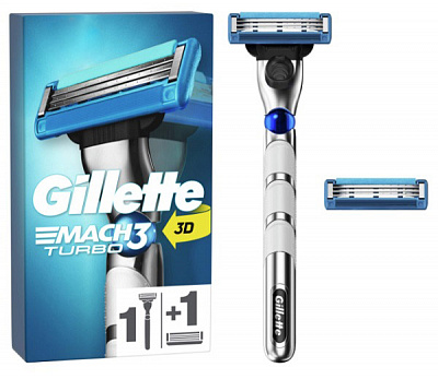 Станок для бритья Gillette MACH3 Mach3 Turbo 3D c 2 cменными кассетами 1 шт.
