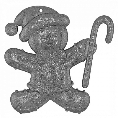 Украшение новогоднее MIS LT Человечек 12 см серебряный