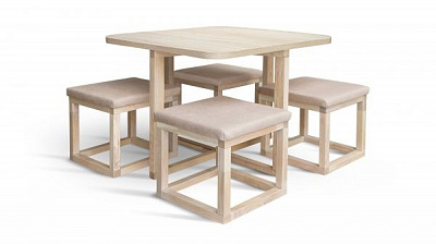 Комплект Gramma Прометей стол обеденный + 4 стула беж 