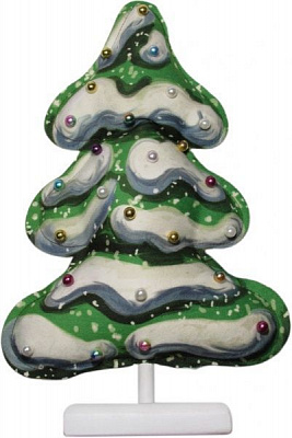 Украшение новогоднее на подставке Елка снег с жемчугом 30 см 