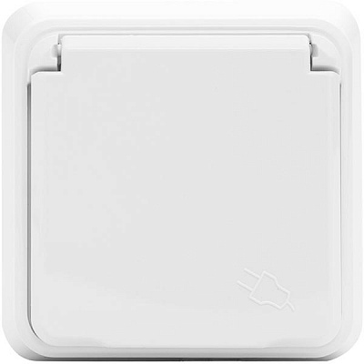 Розетка з кришкою Gunsan Misya MS 05 11 117 із заземленням біла