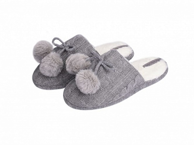 Тапки домашние Twins Solo 1 с помпонами р.38/39 серый 