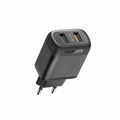Сетевое зарядное устройство Promate BiPlug-QC3 18W 2хUSB-A