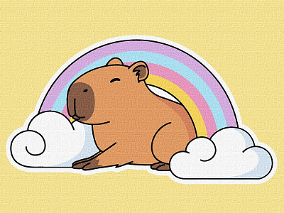 Картина по номерам Капибара и радуга Ideyka