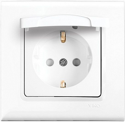 Розетка із заземленням Viko Linnera зі шторками з кришкою білий 90400012