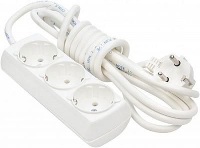 Подовжувач Borsan із заземленням 3 гн. білий 3 м BR-1553-3