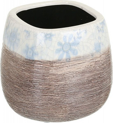 Кашпо керамическое Цветок квадратный (LJ14A5269FB) серо-голубой 