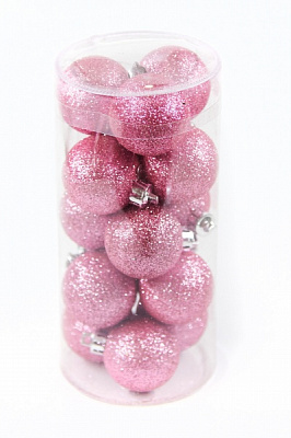 Набір ялинкових куль рожеві d65 мм 12,5 см 15 шт./уп.