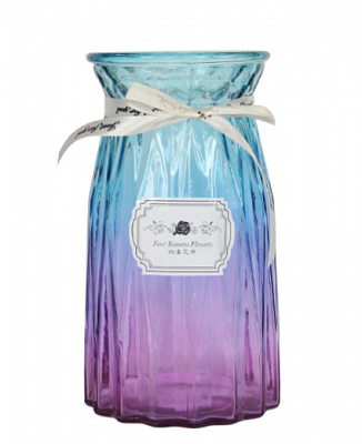 Ваза скляна Crystal Cindy 19 см рожево-синя