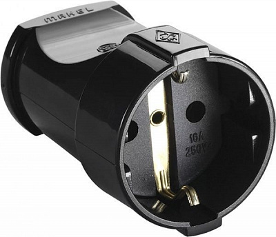 Розетка переносная Makel с заземлением 250В 16А IP20 ABS-пластик черный