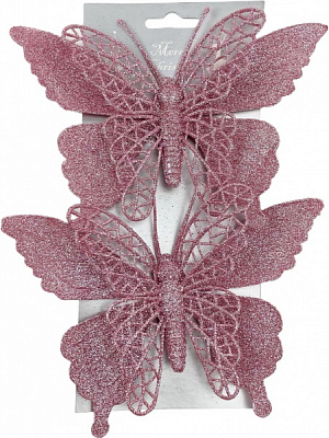 Декоративна підвіска Shunda Метелик рожевий 2 шт 12 см SD20-6829PK