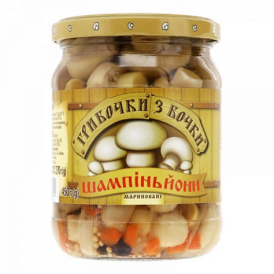 Шампіньйони мариновані Верес Грибочки з бочки 450 г