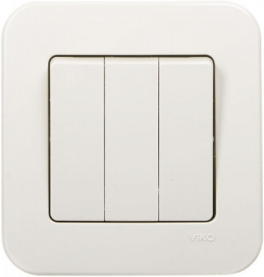 Вимикач триклавішний Viko Rollina без підсвітки 10 А 250В кремовий 90421068