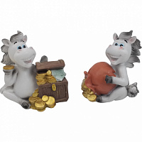 Сувенір скарбничка коник веселун грошовий полігума білий в асортименті 10x12 см