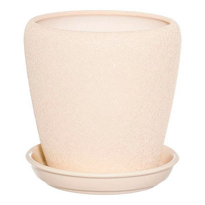 Горшок керамический Ориана-Запорожкерамика Грация №3 шелк бежевый круглый 2,3л бежевый 