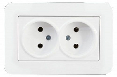 Розетка двойная без заземления Gunsan RADIUS белый 01 37 93 00 100 149