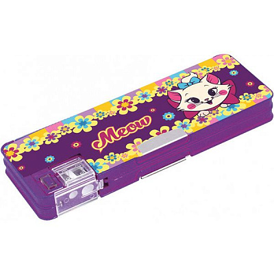 Пенал школьный с точилкой Cat in Flowers 7013 CF85952 Cool For School фиолетовый