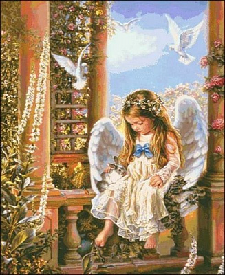 Набор для творчества со стразами на подрамнике Ангел 40x50 см Діамантові ручки 