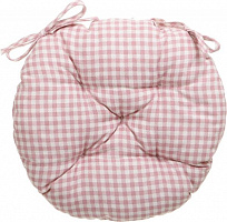 Подушка на стілець Рожева клітинка кругла D 40 Прованс