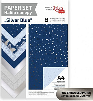Набор дизайнерской бумаги двусторонний Silver Blue А4 8 лист. Rosa Talent