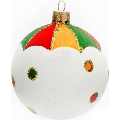 Шарик новогодний 4444-1 белый матовый 80 мм