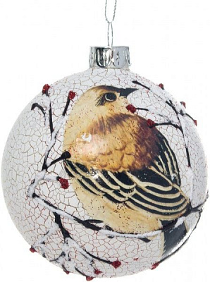 Куля скляна Горобець d80 JF151232 білий