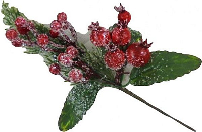 Декорация новогодняя Ветка с ягодами 27 см RS1Z2452L-27CM 