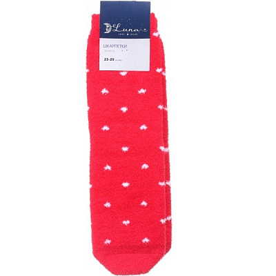 Носки женские Luna пушистые Сердца р. 23-25 красный 
