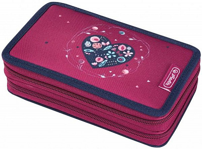 Пенал школьный Double Heart 23 предмета 50026074 Herlitz розовый