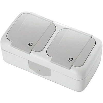 Розетка Viko Palmiye IP54 подвійна сіра