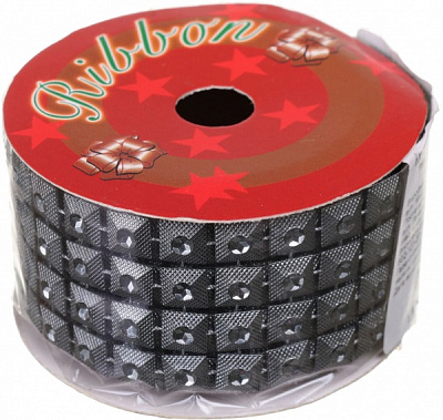 Декорация новогодняя лента блестящая текстильная 0,1 м 