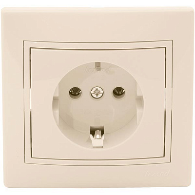 Розетка із заземленням Lezard Mira 16 А 250 В без шторок кремовий