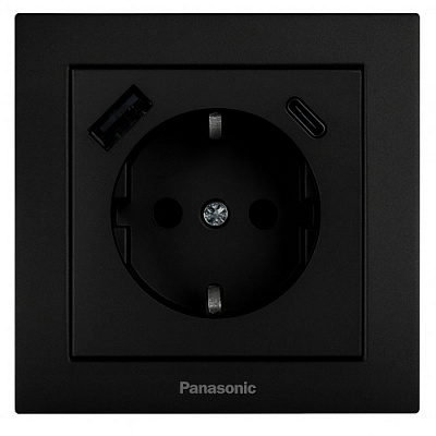 Розетка USB USB с заземлением Panasonic Karre Plus 55 IP20 черный WDTC93312BL-UA1
