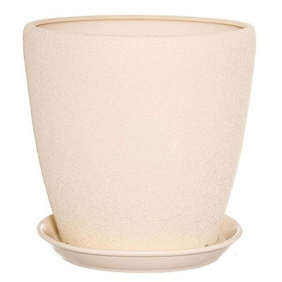 Горщик керамічний Оріана-Запоріжкераміка Грація №1 шовк бежевий круглий 10л бежевий