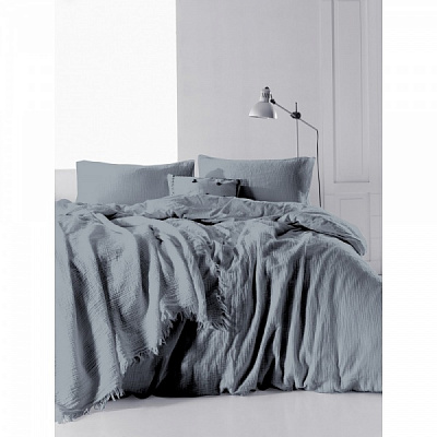 Комплект постельного белья Muslin Dark Grey сем. серый SoundSleep 