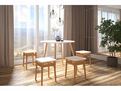 Стол обеденный Маями-1 круглый белый 