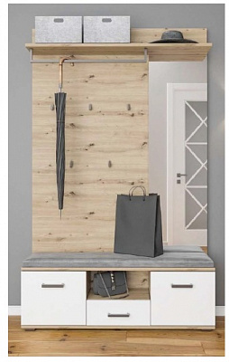 Передпокій з дзеркалом Бруна білий/дуб артізан